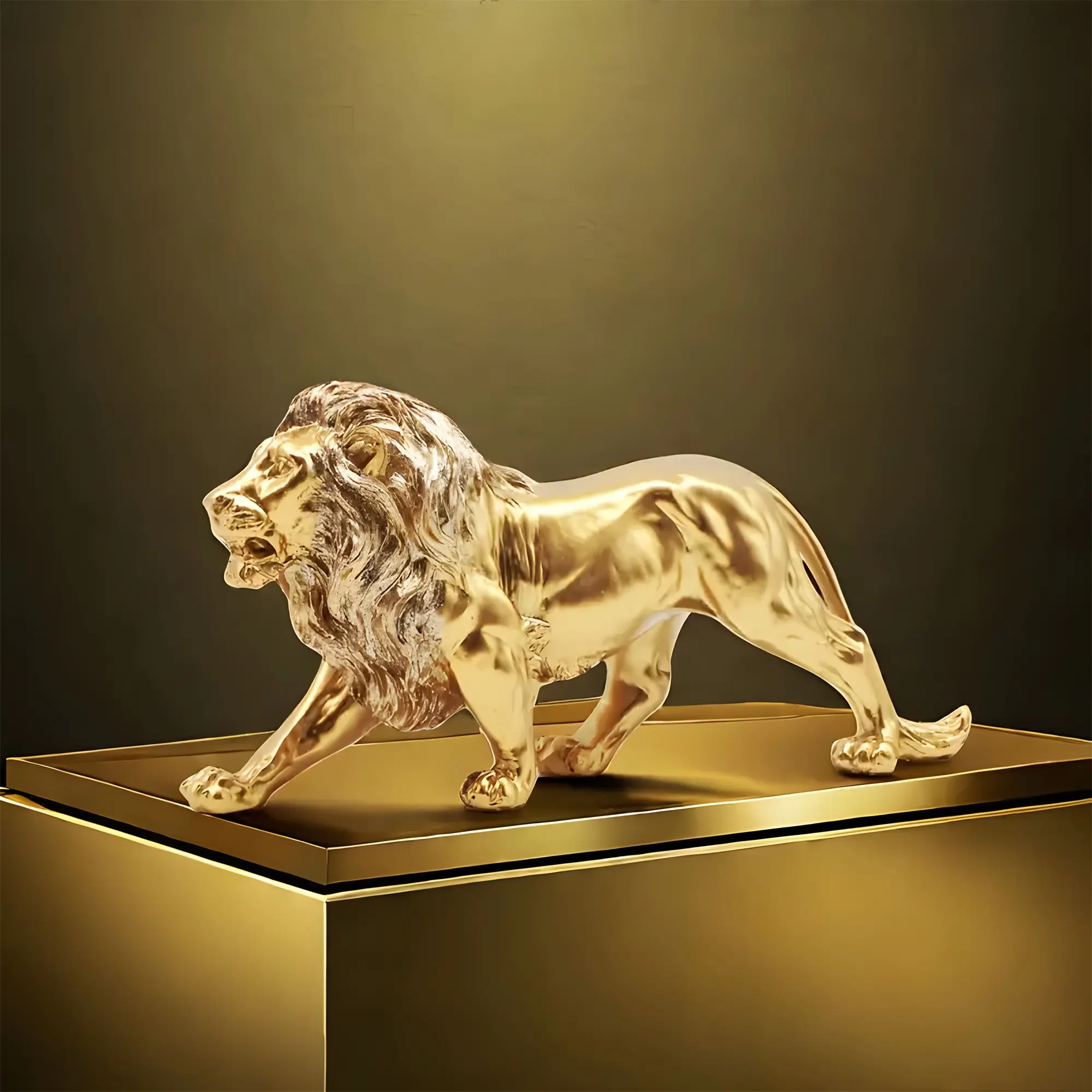 Vintage Gold Lion Sculpture, Decorative Sculptures, Decorative Figurines, Elegant Resin Lion Statue, Symbol of Success, Perfect Home Decor, Decoration, Retro Style, No Ca Prop 65 Warning