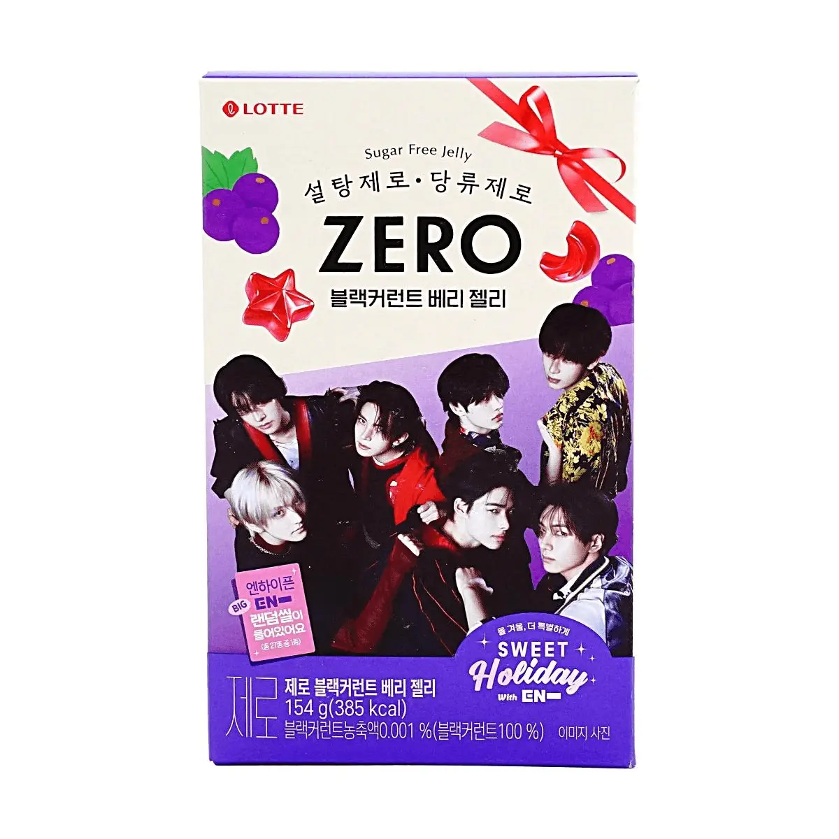 LOTTE ZERO Sugar Free Jelly Pouch Blackcurrant Berry Flavor 154g - ENHYPEN Limited Edition with Random Member Sticker