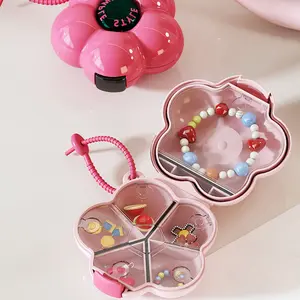Dopamine Flower Pill Box Portable Medicine Organizer Seven Days a Week Mini Pill Box Sealed Storage Box, Mini Portable Travel Jewelry Box - Compact Flower-Shaped Storage Box, Small Accessories Storage