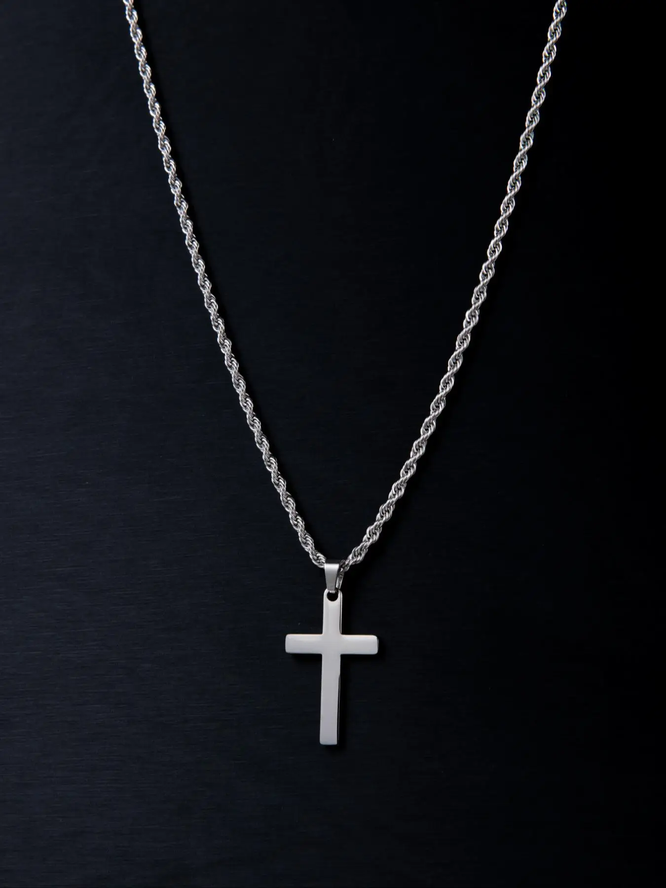 Summer Punk Style Cross Pendant Necklace for Men, Streetwear Minimalist Matching Chain Mexican Necklace for Gift, Stainless Steel Grunge Dainty Jewelr