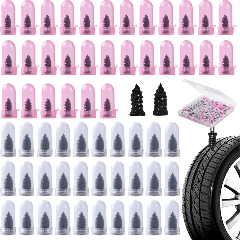 60Pcs Universal Tire Repair Kit - Self-Vulcanizing Rubber Screw Plugs for Car, Motorcycle, Truck & Tractor Puncture Repairs