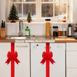 4/8 Pcs Red Christmas Cabinet Ribbons Bows Large Red Bow Christmas Door Kitchen Cabinet Ribbon Bows Locker for Xmas Holidays Party Decorations Supplies Valentine's Day Decor for Home garland valentines