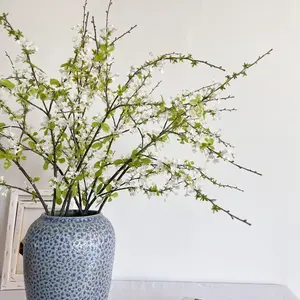 3pcs Faux Willow Branches With Small Flowers, Elegant Long Stems, Spring Home Bedroom Party Accent, Wedding Table Arrangement