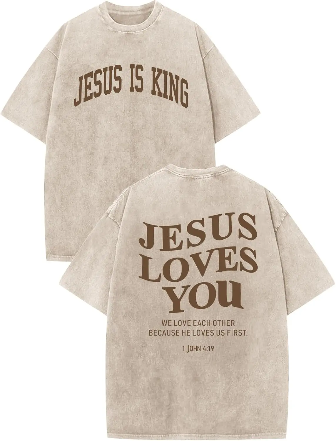 Mens Christian Shirts Jesus is King Love You Tshirt God Faith Religious Bible Verse Oversized Acid Wash Graphic Tees