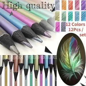 12 Color Metallic Color Pencils Set with Metallic Finish, Professional Art Supplies for Drawing & Sketching, Ideal Gift for Artists & Beginners