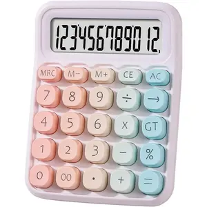 Mechanical Calculator, 12 Digit Large LCD Display, Big Buttons, Anti-Slip, Multi-Function, Colorful