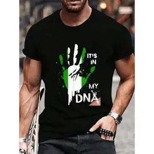 100% Cotton Nigeria IT'S IN MY DNA Shirt Nigerian Flag Proud Fingerprint T-Shirt Women's Men's Graphic Tee Crew Neck summer vacation Tops