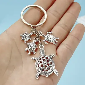 Trendy Cute Marine Sea Turtle Keychain, Silver-Tone Creative Bag Pendant, Sports & Outdoor Protective Gear Accessory, Ideal for Daily Use and Gifting, Trendy Cute Keychain,summervibes