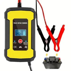 Smart Us Plug Battery Charger, Safe Intelligent 12V 6a Pulse Repair Charging, Digital Display, for Car Motorcycle RV Boat Lead Acid Batteries