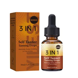 3-In-1 Self Tanner Tanning Drops, Natural Sunless Glow, Quick-Dry & Easy to Use, Smoothing & Moisturizing for Face & Body, Body Care, At-Home Tanning for Women & Men