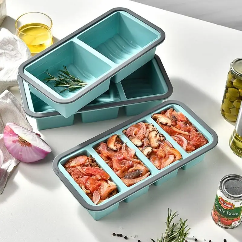 Food-Grade Silicone Freezer Tray with Lid, Large Ice Cube Mold, Soup Remains Storage, Meal Prep Organizer, Meal Prep Containers With Lids, Healthy Eating Containers, Single Pack