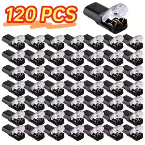 120pcs Double-Wire Plug-in Connector | 2 Pin Low Voltage Wire Connector with Locking Buckle, Fast Connect Plugs for Strip Lights, Stainless Steel Material, Durable Reliable Connectors