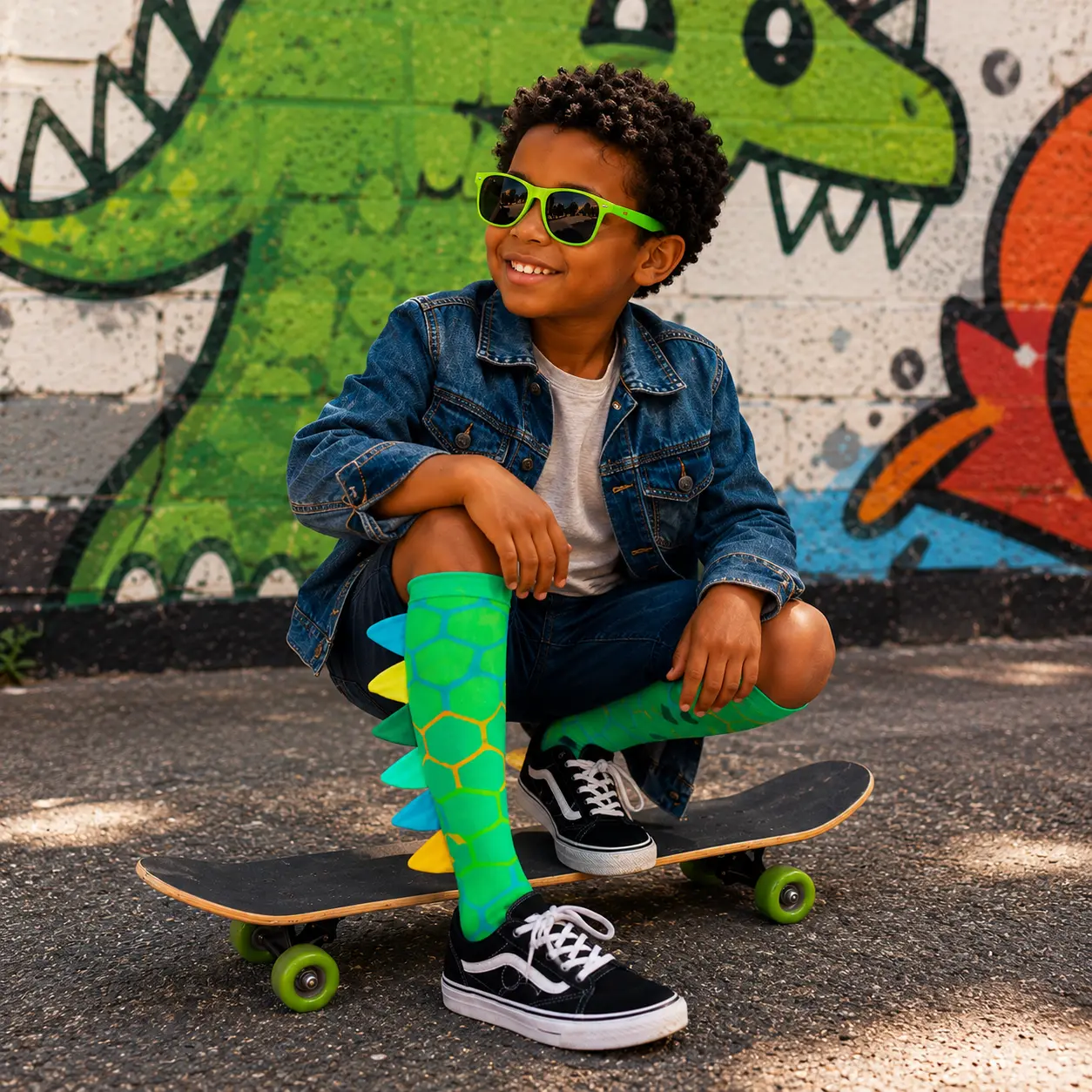 GREEN ROAR DINOSAUR SOCKS