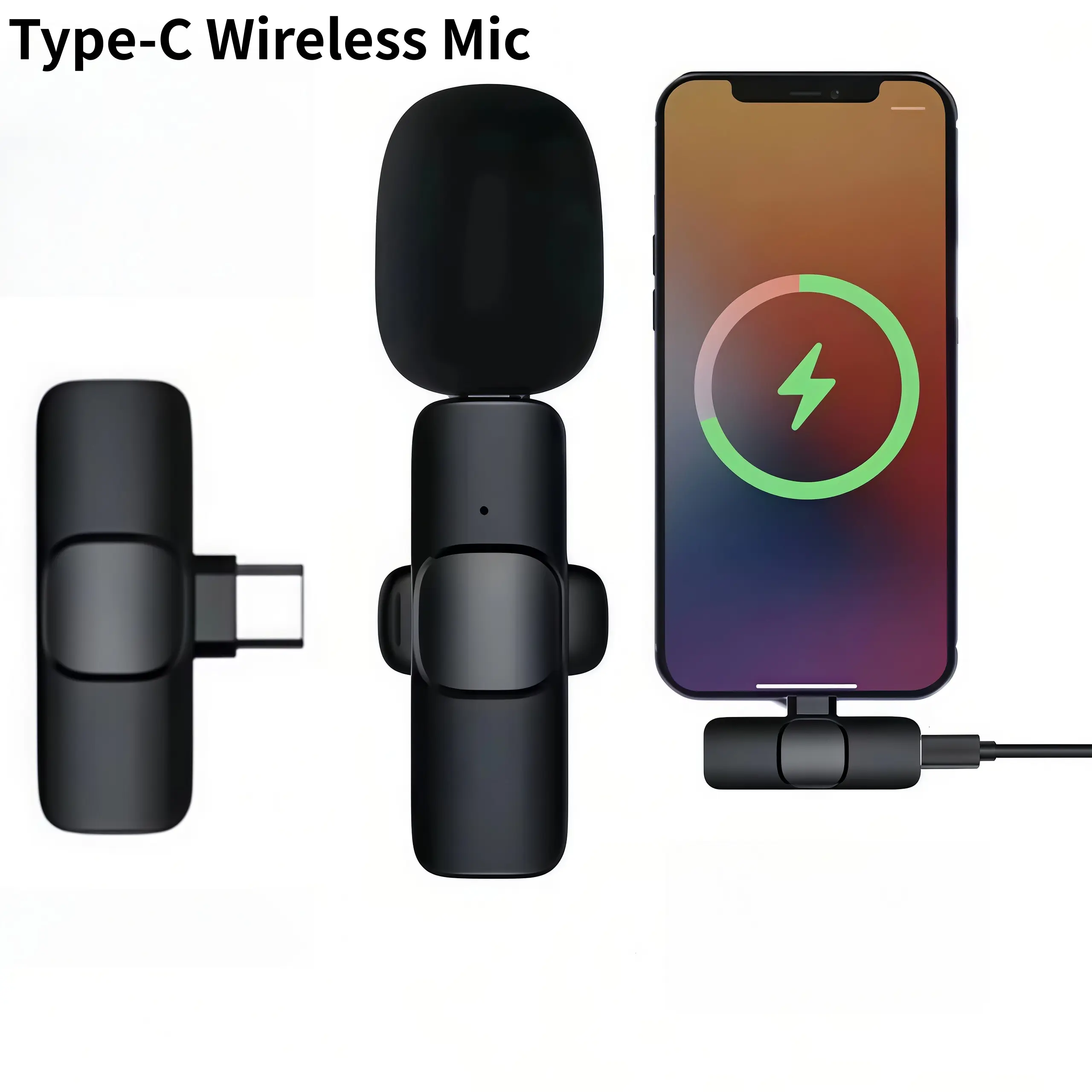 Microphone for iPhone iPad and Android Phone, Lapel Mic Plug and Play Wireless Mic Noise Reduction Microphone for Video Recording Interview Podcast Vlog YouTube Tiktok (Black)