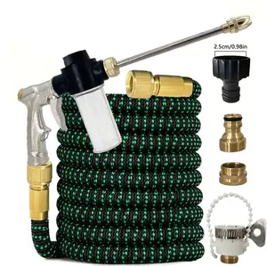 Portable garden hose high-pressure water gun, extendable design, durable materials, space saving solution for outdoor use