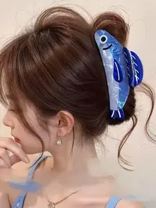 Creative Cute Sardine Hair Claw Clip for Women, High-End Back-Of-The-Hair Styling Accessory, All Seasons Shark Jaw Clamp, Super Cute Flat Claw Clips