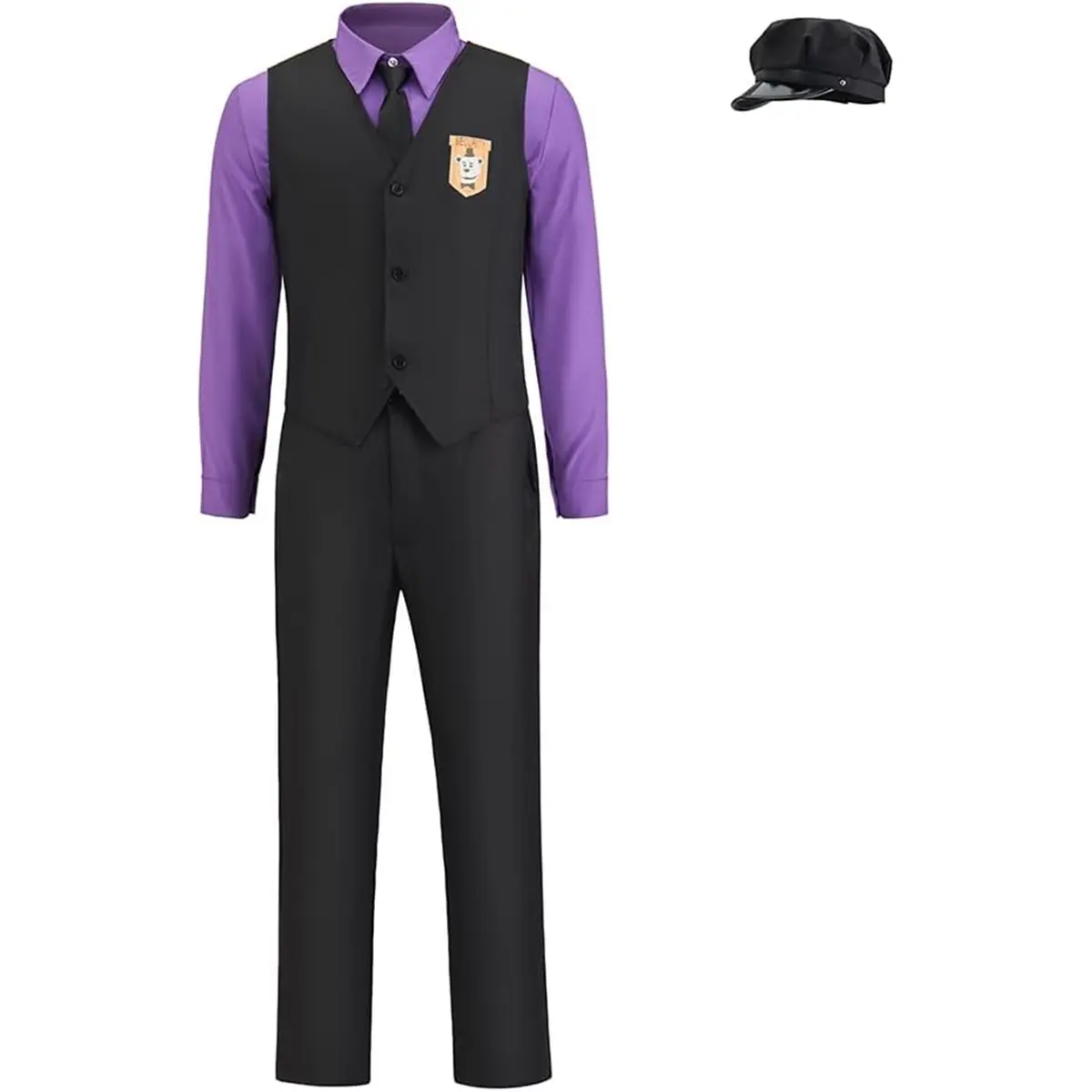 Men‘s Freddy Costume Purple Shirt Pants Uniform Full Suit with Hat for Halloween