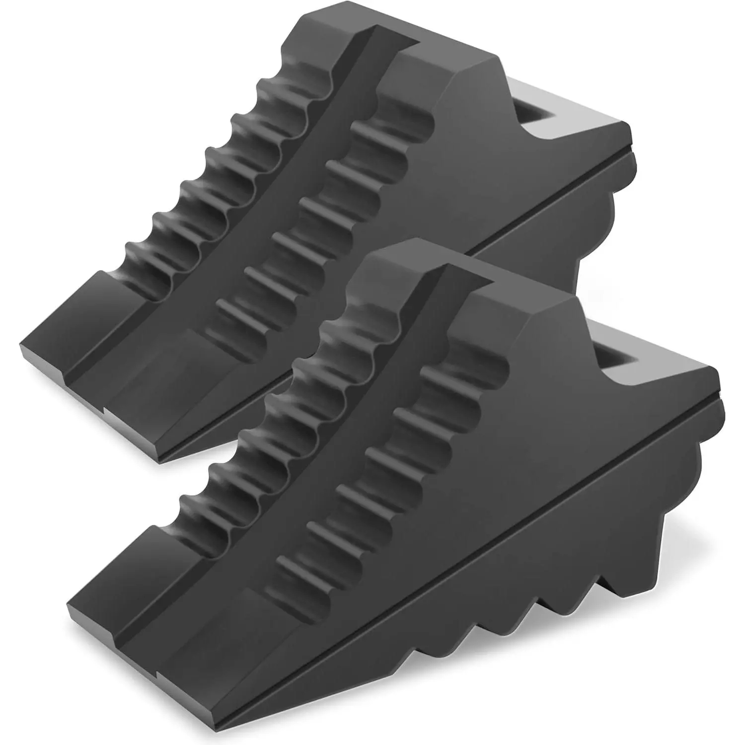 Heavy Duty Rubber Wheel Chocks, Rubber Tire Blocks, RV Solid Rubber Wheel Wedge Blocks, 2 Pack Black 8.6" x 3.7" x 4.7", Carrying Handle, for Travel Trailer, Camper, RV, Truck