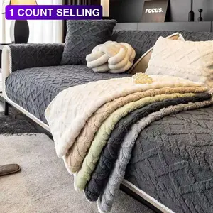 sofa cover Solid Color Cotton Velvet Sofa Cushion, 1 Count Simple and Modern Sofa Cover, Anti Slip Sofa Cover Cushion for Home Living Room Bedroom