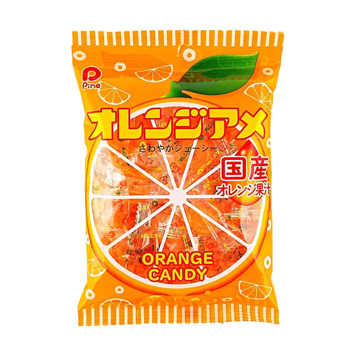 PINE Japanese Orange Candy 110g - Real Fruit Juice Infused Hard Candies for Refreshing Citrus Flavor
