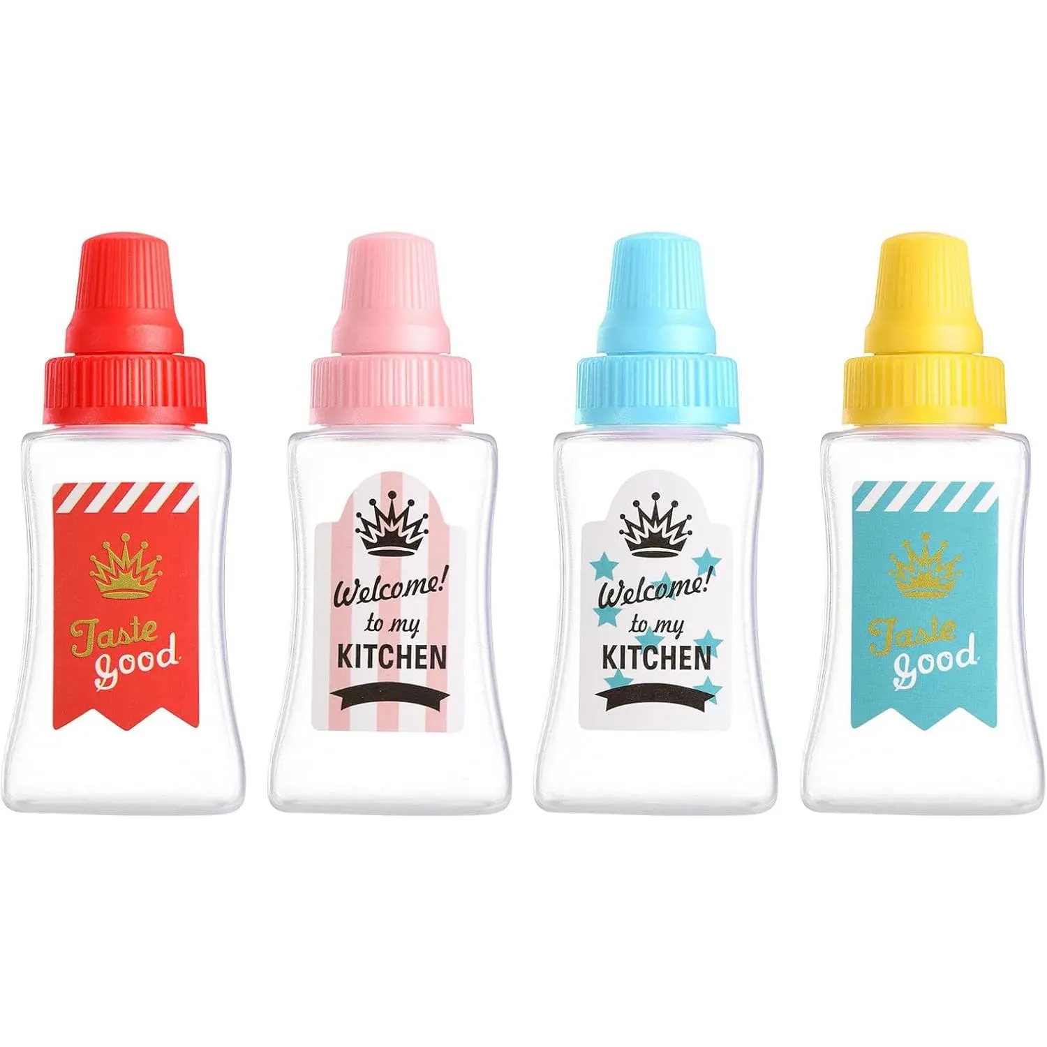 4 Pcs Mini Ketchup Bottles with Sturdy Screw Cap 23 ml Condiment Squeeze Portable Honey Soy Sauce Salad Dressing Dispensers Containers for Kids Adults Lunch Box
