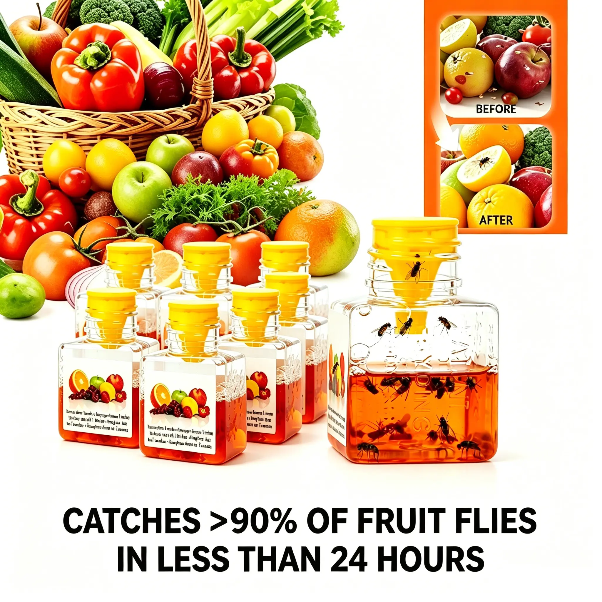 10PCS Fruit Fly Traps for Kitchen & Home | Effective Fruit Fly Catcher & Deterrent | Long-lasting Protection | Child & Pet Friendly