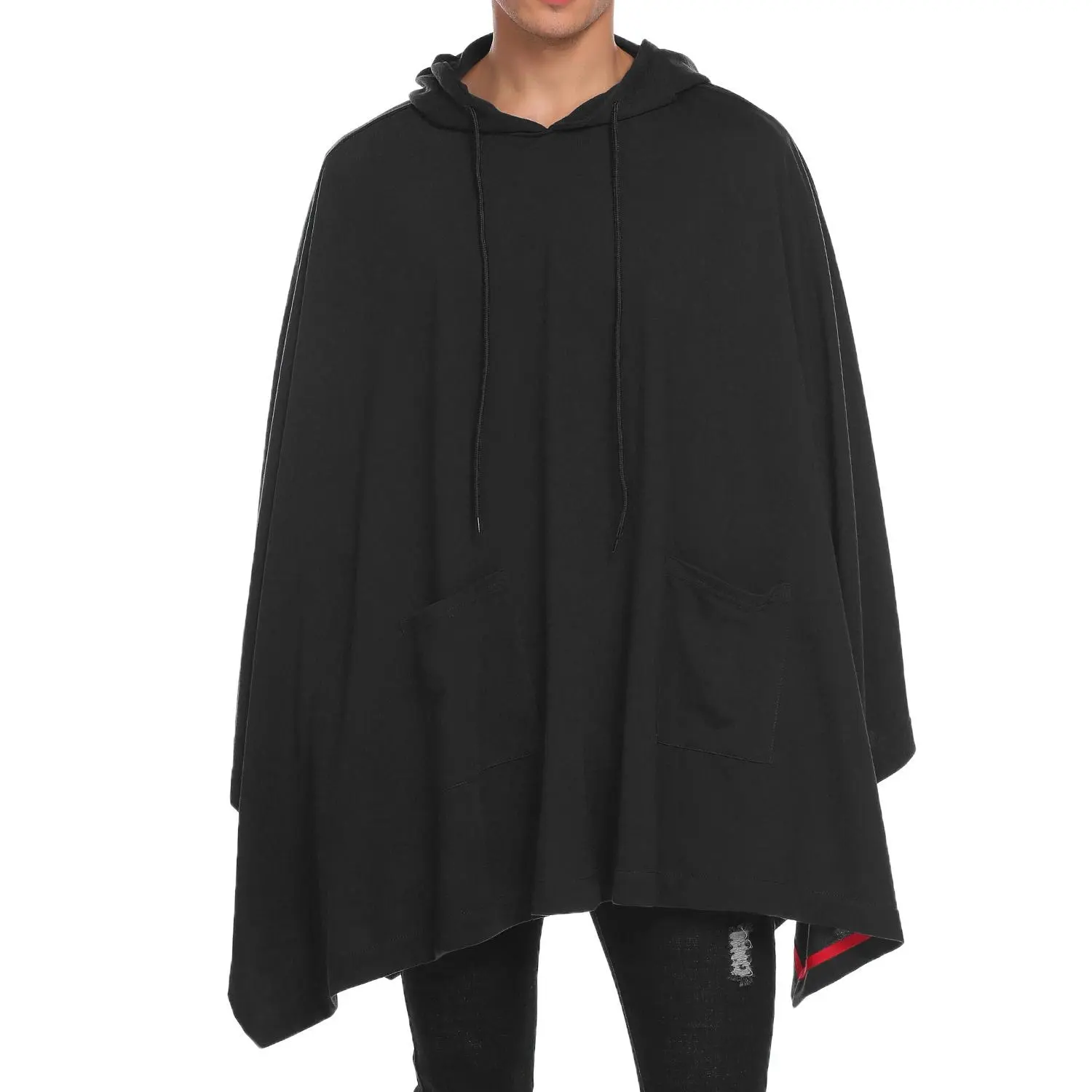 COOFANDY Men's Hooded Casual Neutral Cape Cotton Long Menswear Soft Elastic Long Sleeves Elastic Long Sleeves Simple  Fabric Longsleeves Sweaters Tops