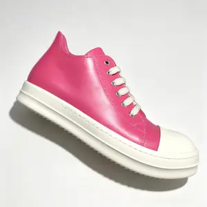designer thin lace up white thick sole cowhide sneakers size 34-48 men‘s and women's ro punk style low top shoes with white bottom round  white toe multiple colors genuine leather retro shoes