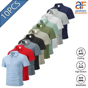 10PCS Bundle Men's Polo Shirts |   Cooling Breathable High Stretch Casual Work Tops