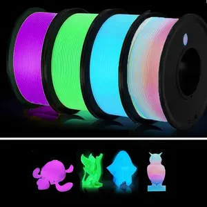 3D Printer Filament, Glow in the Dark Multicolor,  Green, Blue, Purple and Rainbow,Pla Filament, 1.75 Mm, Dimensional Accuracy +/- 0.03 Mm, 250g X 4 Pack