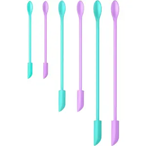 Spatula Set (6Pcs) - Mini Scraper Tool for Beauty &  - Reach Every Last Drop, Multi-Size Spatulas for Makeup Jars, Lotion Bottles & Kitchen Containers (Blue and )