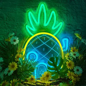 Pineapple-shaped neon light, featuring pineapple elements, USB powered, dimmable, suitable for bedroom, children's room, and living room decoration.