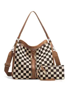 Chessboard Pattern Travel Bag, European and American Handheld Crossbody Shoulder Bag, Fashion Plaid Messenger Maternity Tote, Fashionable Patterned Bag