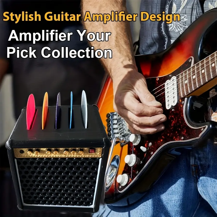 Vintage Guitar Pick Holder Box, Portable Guitar Picks Storage Case, Retro Speaker Design, Gift for Guitar Lovers, Guitar Assisted Tool