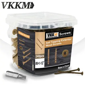 Deck knurled screws, #8#10 wood screws, rust-resistant, external epoxy coating, outdoor self-tapping screws, Torx drive flat head, including T25 star-shaped anti-slip drill bit, yellow