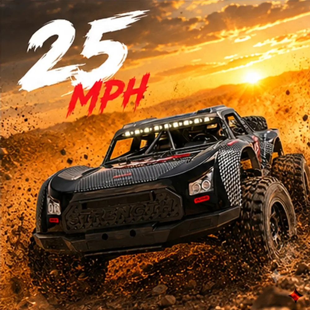 1/16 Scale 4WD RTR RC Monster Truck RC Model Car - 25MPH High-Speed Offroad Control Vehicle, 2S Li-ion Cells Battery Included, 2.4GHz Radio System, Suitable for 12 Years Above