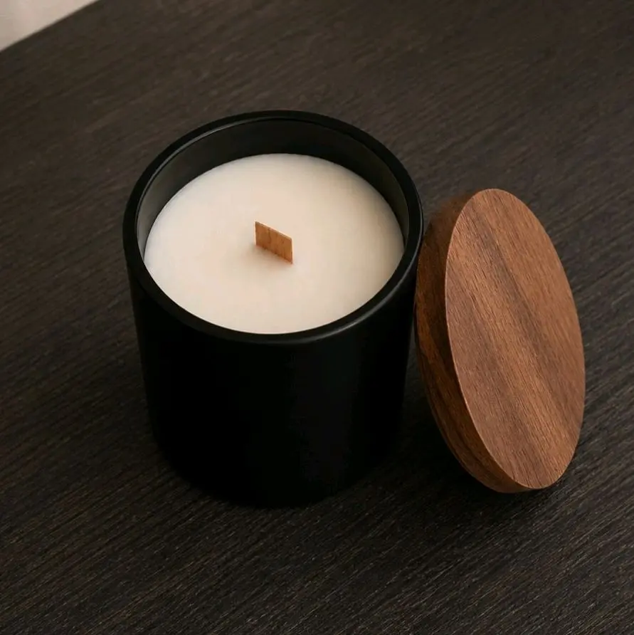 Signature Line Wood Wick Candle 10oz Soy Candle Handmade Matte Jar for Home Decor