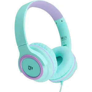 Headphones Wired with Volume Limiter, Over Ear Safe Sound Headset with  Mic, Foldable 3.5mm Headphones for School, Travel, iPad, Laptop,  to School Supplies,Headphone for Boys/Girls
