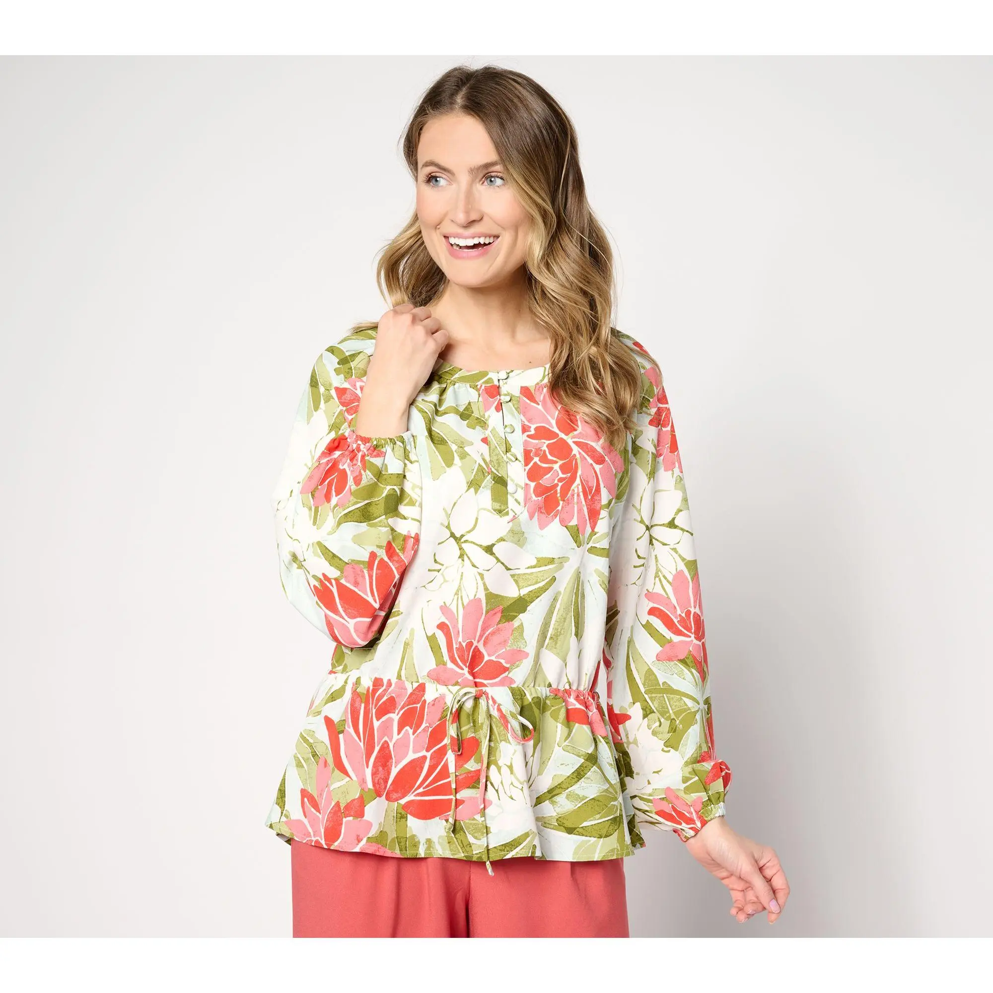 BEAUTIFUL by Lawrence Zarian Adjustable Waist Peasant Top