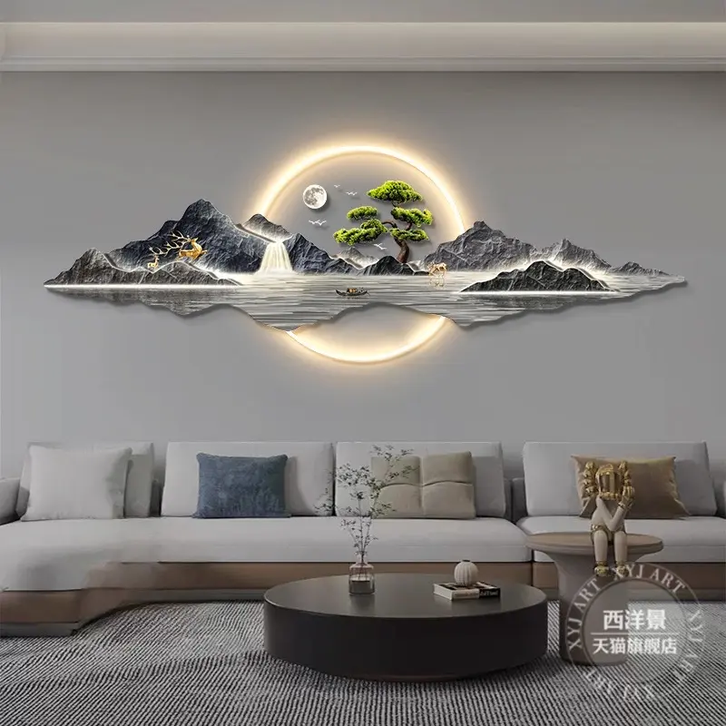 Wood LED Mountain Wall-Mount Home Decor, Room Decor for Indoors with Integrated LED Lighting & Soothing Ambiance