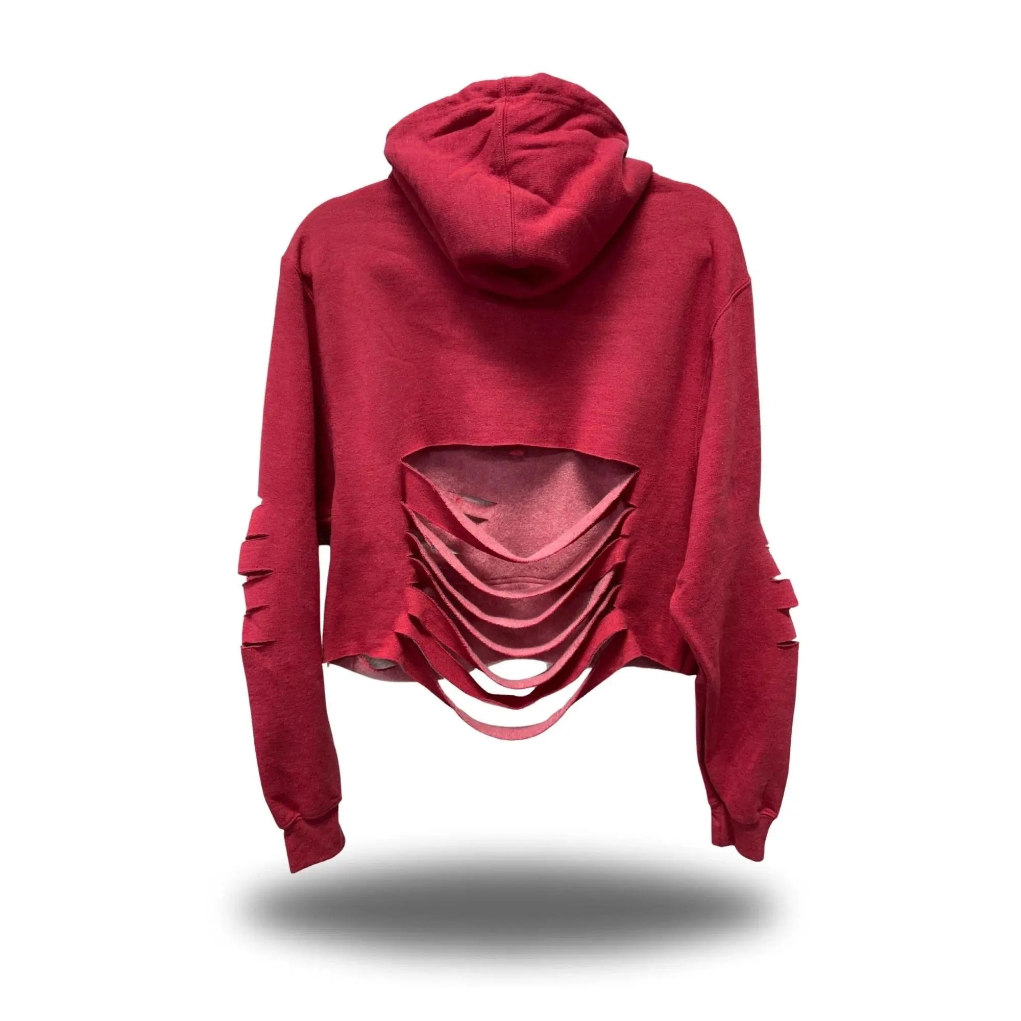 ROAD RASH BACK SLASH CROP RED HOODIE