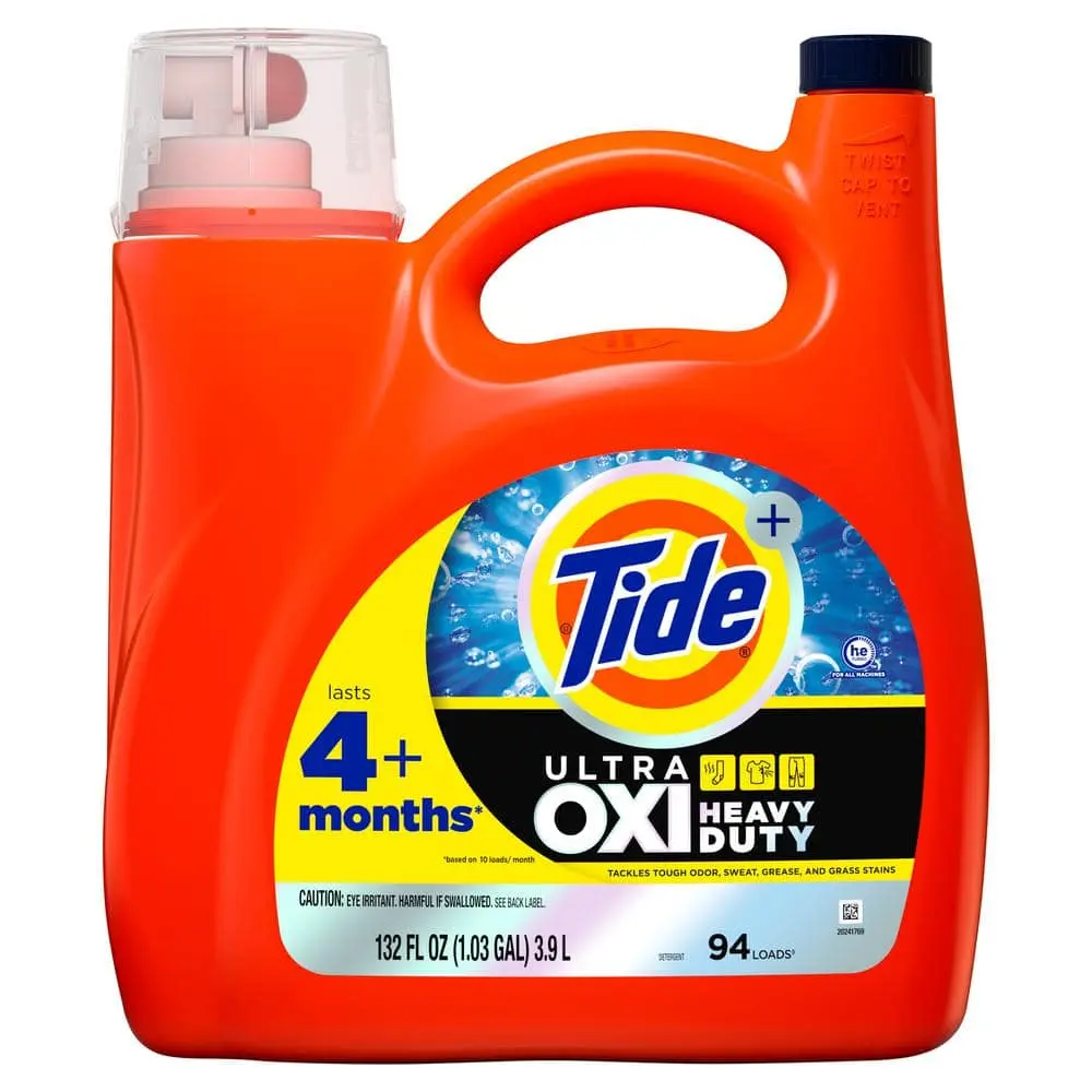 Ultra Oxi Plus Heavy-Duty HE Liquid Laundry Detergent, 132 fl. oz. (Above 2,000 ml Large Bottle), Original Scent, Stain Eliminator, Antibacterial Bacteria-Killing Disodorizer for Household Laundry