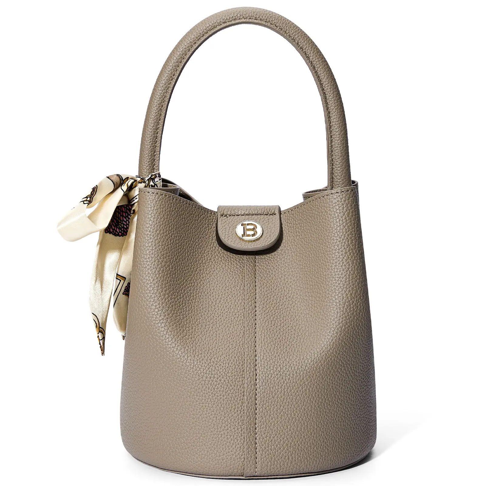 Bostanten Women's Small Vegan Leather Crossbody Bag - Elegant Mini Bucket Shoulder Bag for Women with Scarf, Removable Strap, Magnetic Closure, Purses, Fashion Crossbody Bag, Crossbody Bags For Women