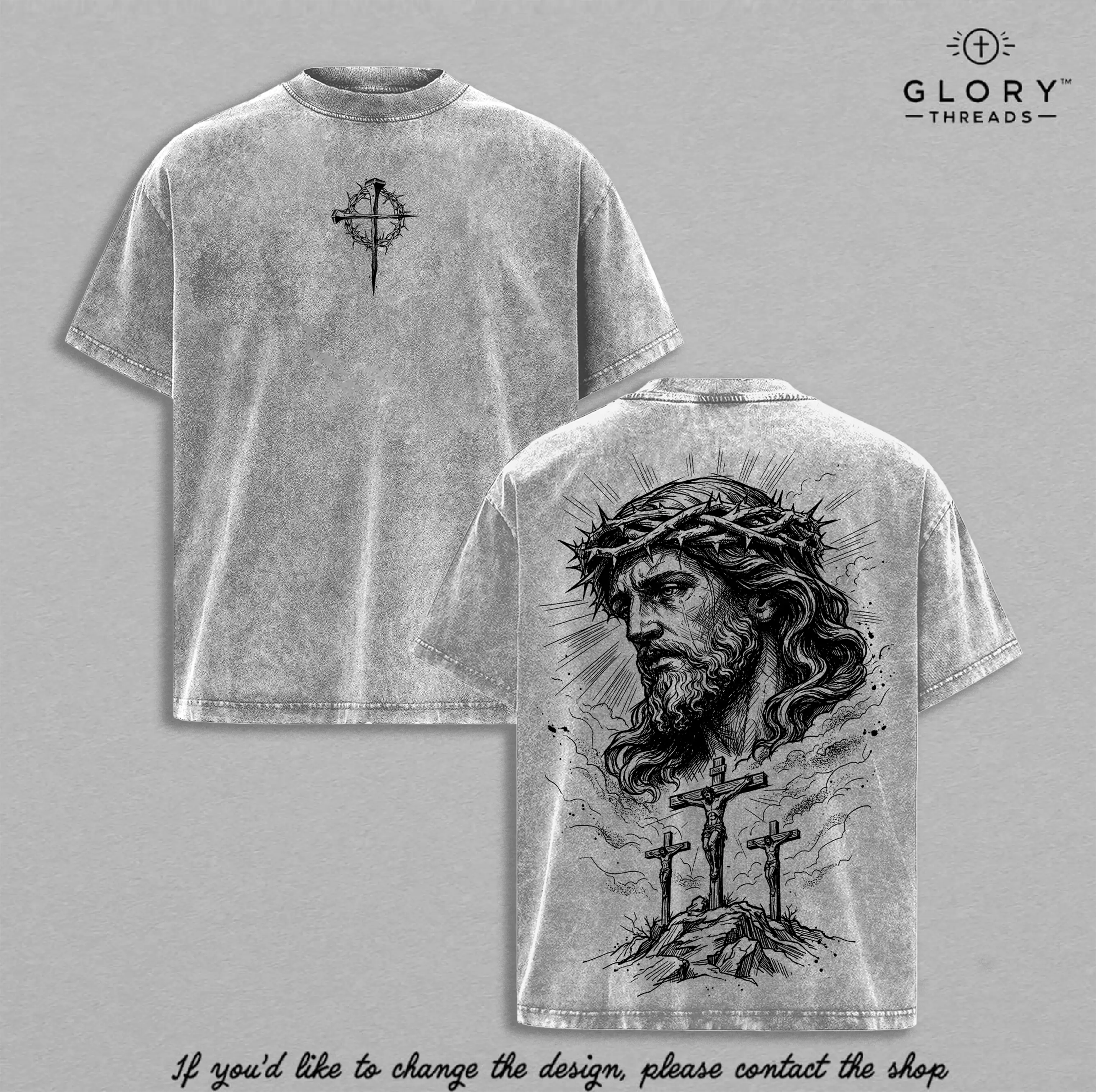 Jesus Crucifixion Shirt Hoodie Sweatshirt Vintage Washed Cross Crown of Thorns Graphic Christian Faith Jesus Saves Redemption Religious Streetwear Gift