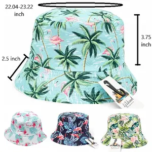 "Flamingo" Multi-color Bucket Hat Breathable & Foldable Sun Protection Tropical Hat, Ideal For Outdoor Activities And Travel