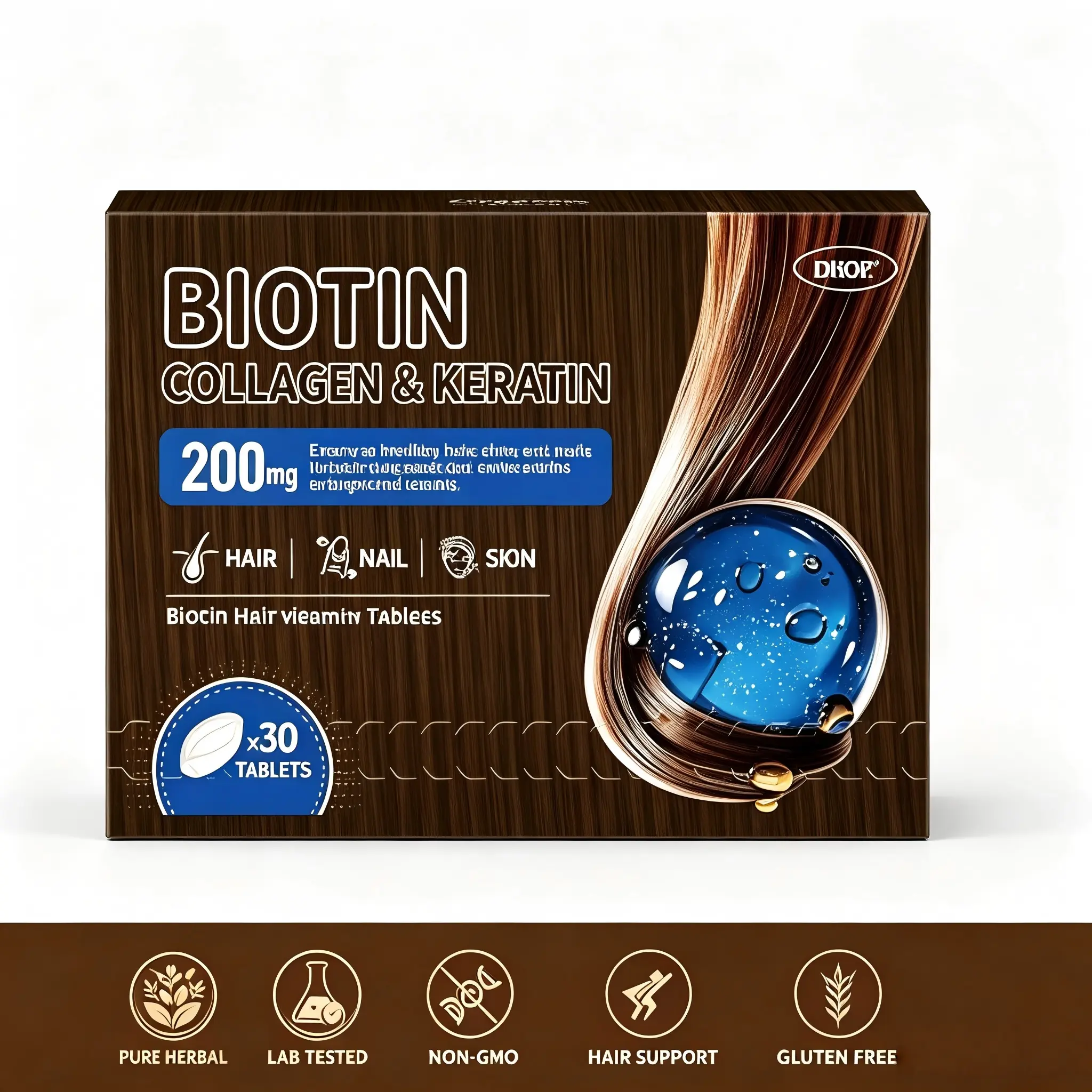 Biotin Collagen Keratin Tablets Multi Natural Extract Supplement Support Healthy Shiny Hair Strong Nails & Smooth Radiant Skin for Men Women