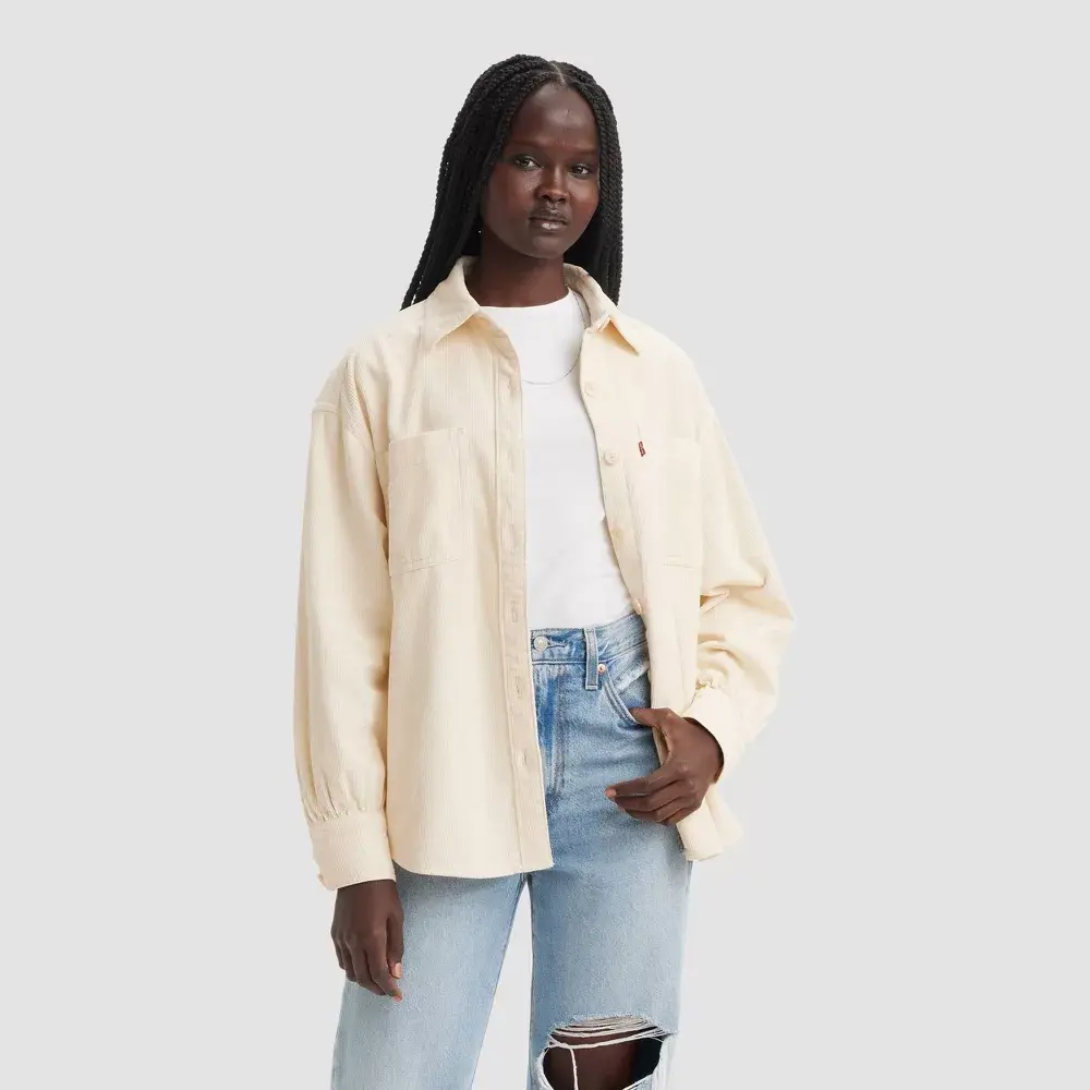 Levi's Women's Long Sleeve Orion Corduroy Button-Down Shirt, Basic, Style, Soft