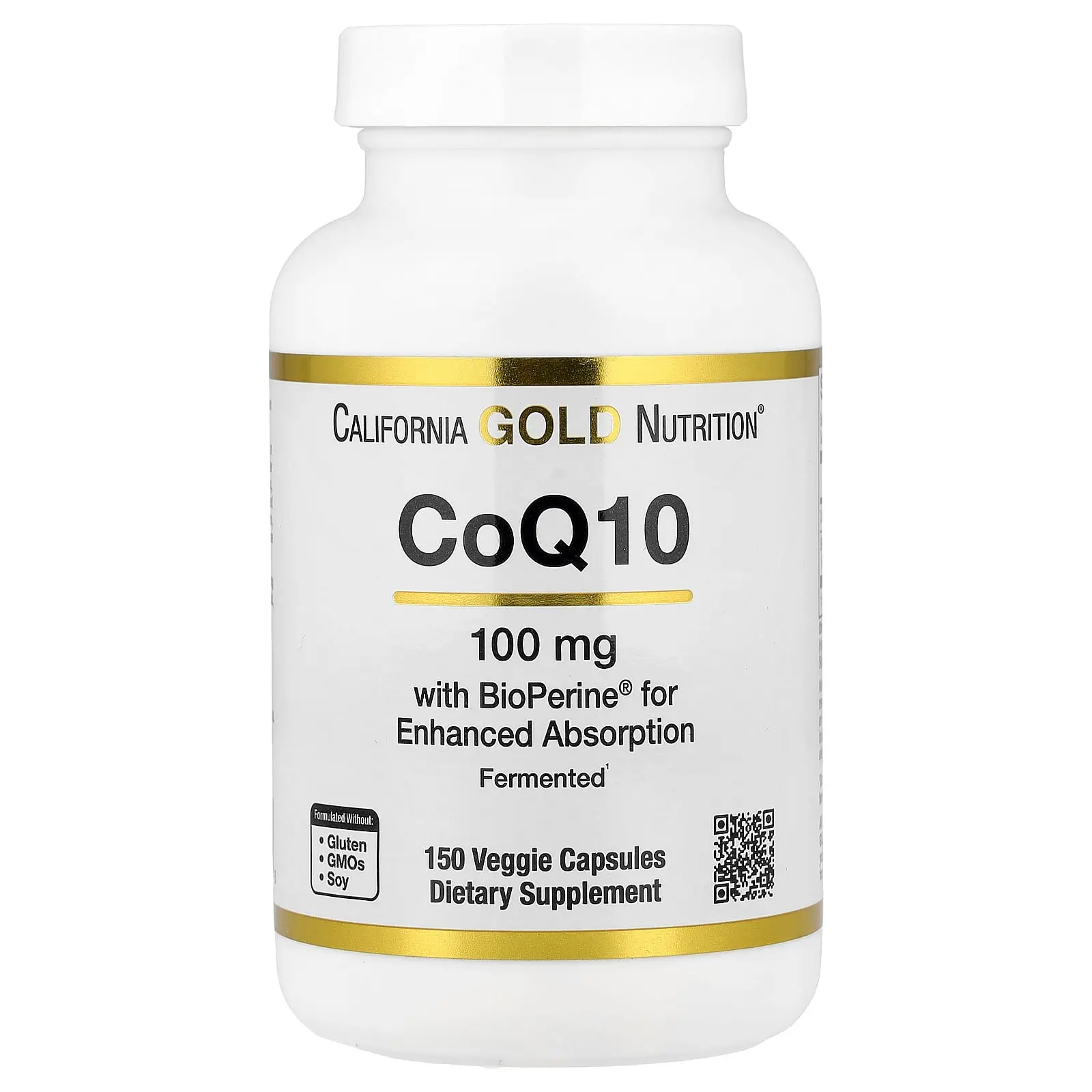 California Gold Nutrition CoQ10, Ubiquinone USP with BioPerine® Black Pepper Extract, Enhanced Bioavailability, 150 Veggie Capsules