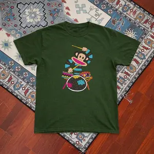 Paul Frank Green Monkey Baby Tee – Y2K Retro Cartoon Graphic Top