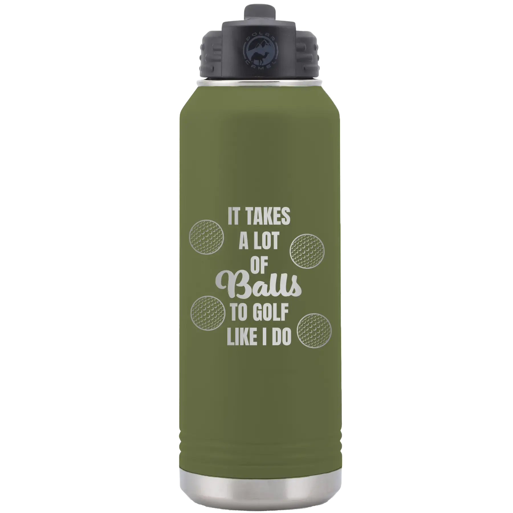 Personalized Lots of Balls 32 oz Water Bottle - Olive Green